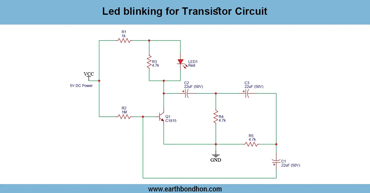 LED Blinking Circuit using Transistor Circuit