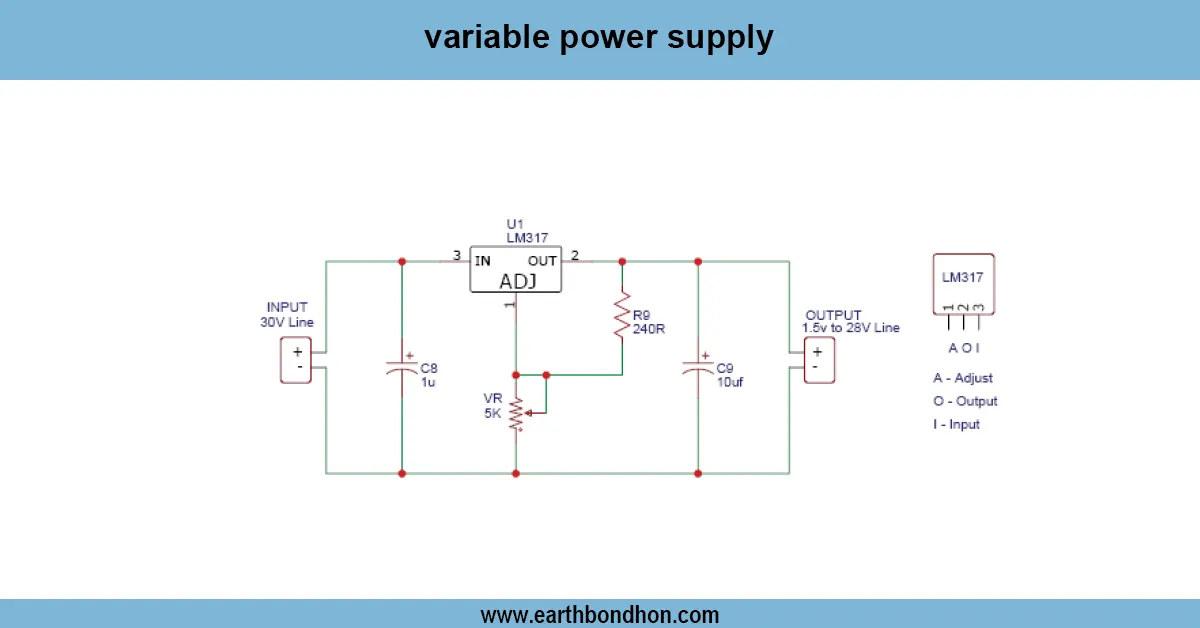 Variable Power Supply using LM317
