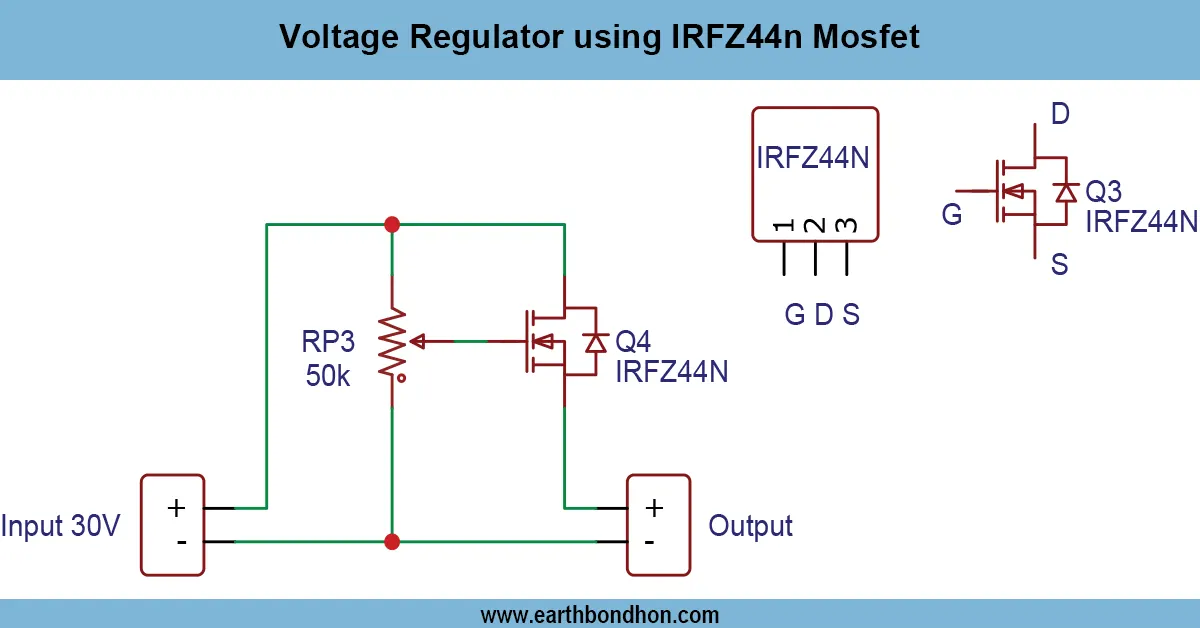Voltage Regulator using IRFZ44N Mosfet