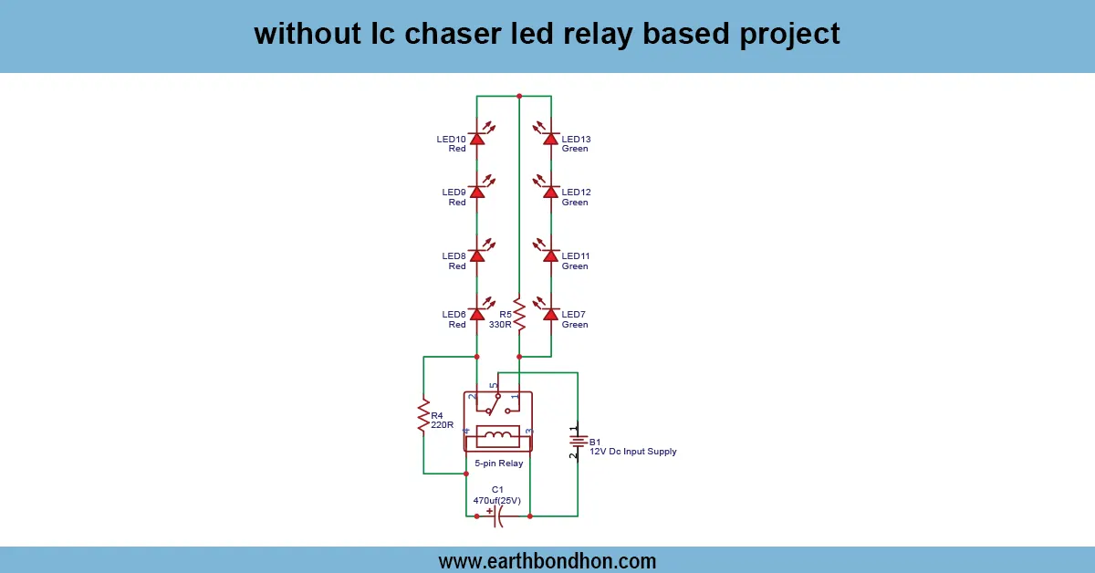 Without IC Chaser LED Relay Based Project
