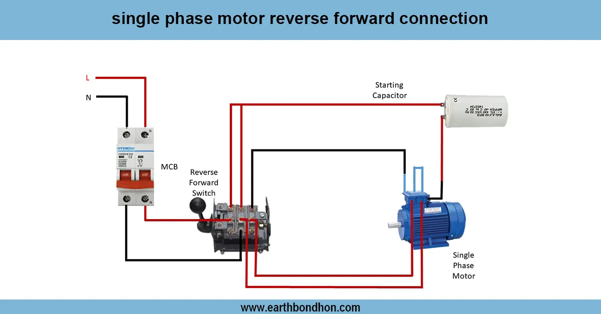 single phase Motor Reverse Forward Connection Wiring