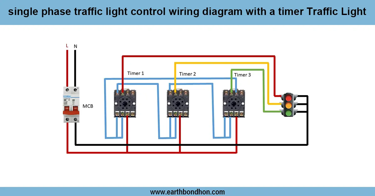 single-phase Traffic Light Control Wiring