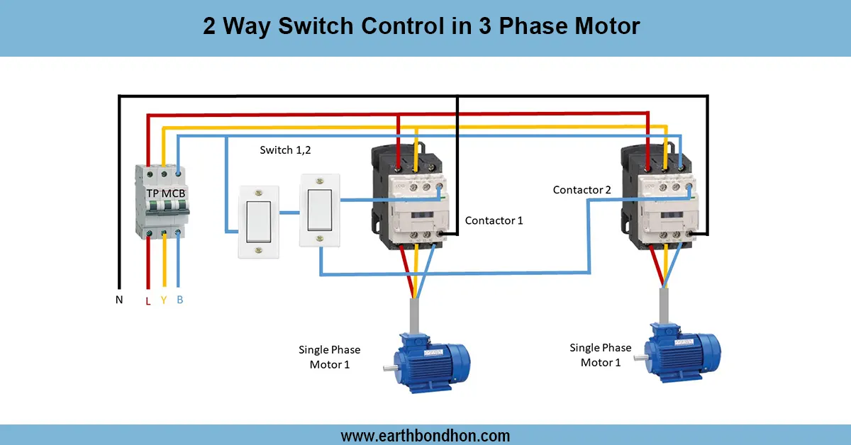2 Way Switch Control Wiring Diagram for 3 Phase Motor 2 Way Switch 3 Phase Motor