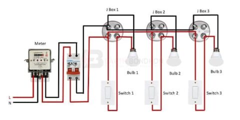 3 Bulbs and 3 Switches Diagram | House wiring – Earth Bondhon