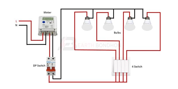 4 gang switch 4 bulb wiring