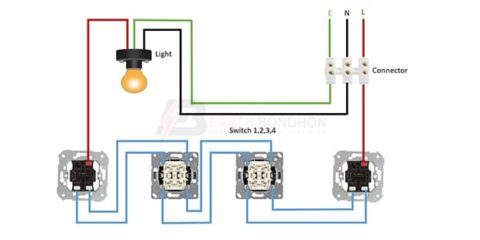 4 switches 1 light diagram | light switch connection – Earth Bondhon