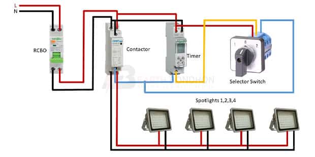 Contactor Spotlights Wiring diagram