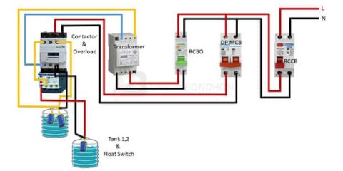 Contactor and Overload with tank wiring – Earth Bondhon