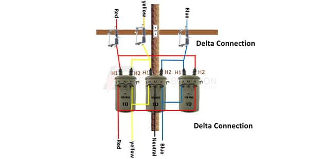 Delta to delta transformer connection