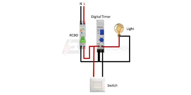 Digital timer with light wiring