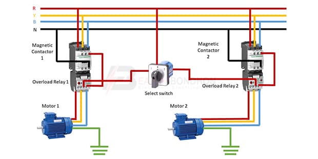 How to run two motors in selector switch