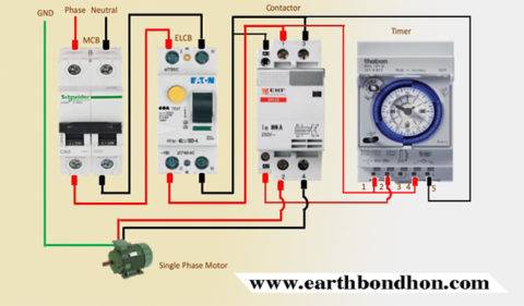 Single Phase Motor Starter With Timer Diagram – Earth Bondhon