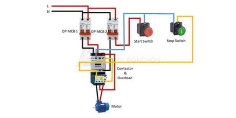 Start and stop of a single phase motor wiring – Earth Bondhon