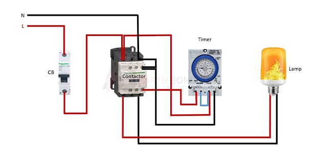 Timer and Contactor wiring diagram