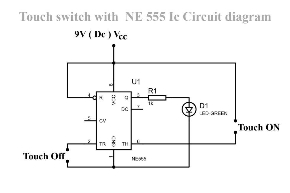 NE555 ON OFF Touch Switch Circuit | Touch Switch – Earth Bondhon