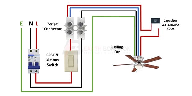 Capacitor Connection in Ceiling Fan