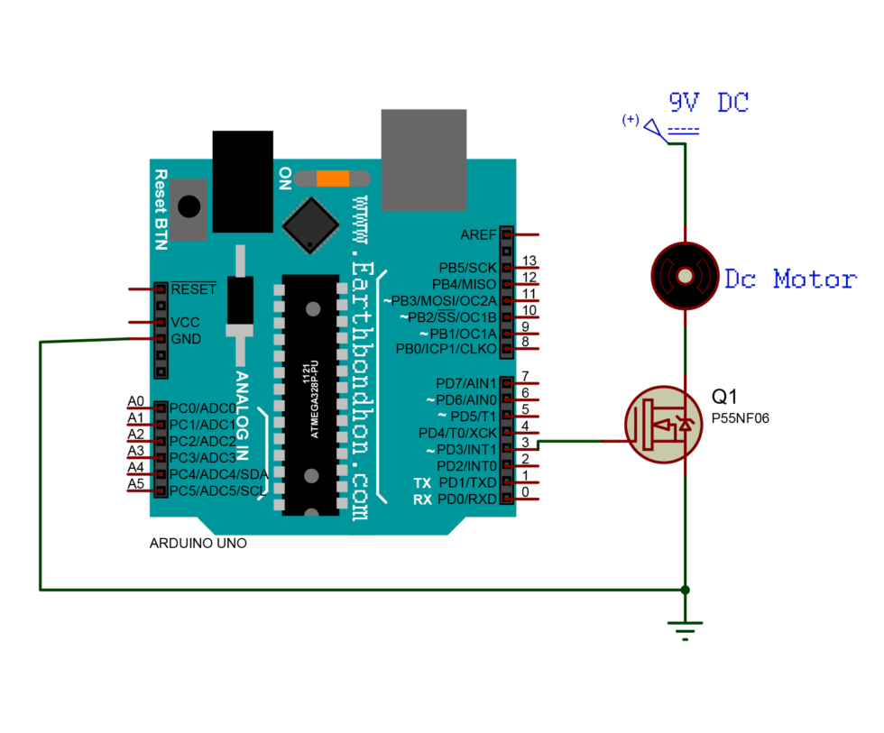 Motor Control MOSFET Using Arduino – Earth Bondhon