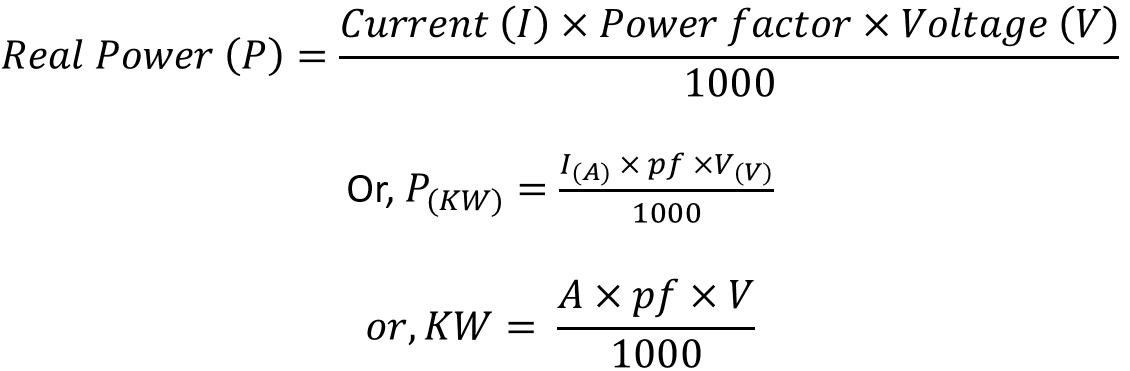 single phase amps to watts calculation