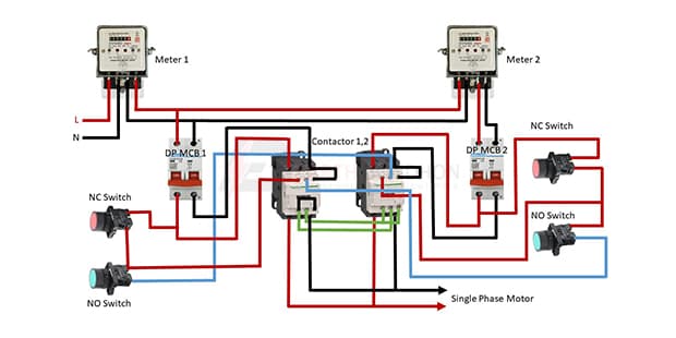 Single Phase Motor Control From 2 Points